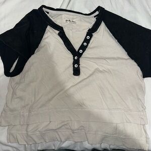 We The Free Black and White Buttoned Top